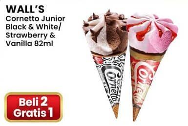 Promo Harga Walls Cornetto Black White, Strawberry Vanilla 82 ml - Indomaret