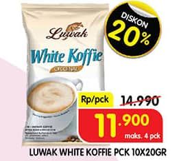 Promo Harga Luwak White Koffie Original per 10 sachet 20 gr - Superindo