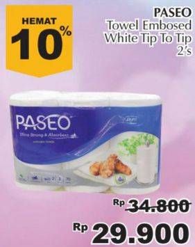 Promo Harga PASEO Kitchen Towel White Tip To Tip 2 roll - Giant