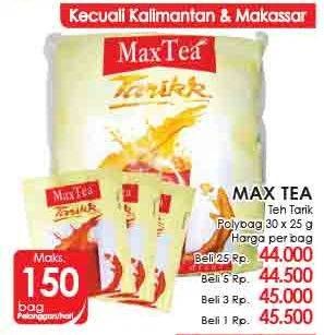 Promo Harga Max Tea Minuman Teh Bubuk per 30 sachet 25 gr - LotteMart