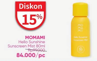 Momami Hello Sunshine Baby Sunscreen Mist 80 ml Diskon 15%, Harga Promo Rp84.000, Harga Normal Rp99.000