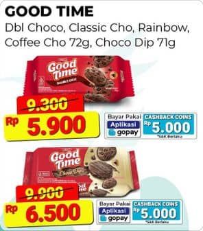 Promo Harga Good Time Cookies Chocochips Double Choc, Classic, Rainbow Chocochip, Coffee 72 gr - Alfamart