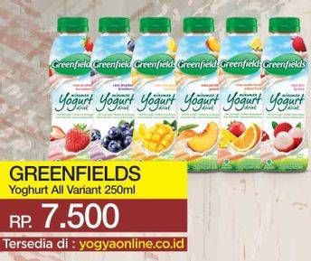 Promo Harga GREENFIELDS Yogurt All Variants 250 ml - Yogya