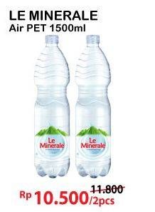 Promo Harga LE MINERALE Air Mineral per 2 botol 1500 ml - Alfamart