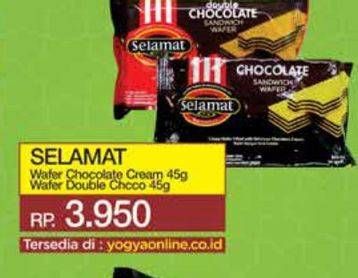 Promo Harga Selamat Wafer Choco Cream, Double Chocolate 45 gr - Yogya