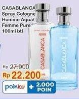 Promo Harga Casablanca Spray Cologne Glass Homme Aqua, Femme Pure 100 ml - Indomaret