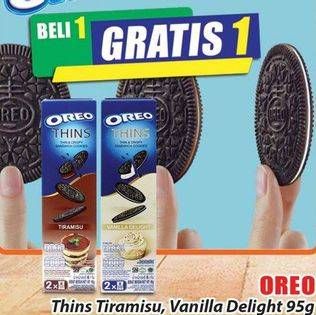 Promo Harga OREO Thins Tiramisu, Vanilla 95 gr - Hari Hari