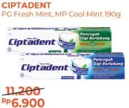 Promo Harga CIPTADENT Pasta Gigi Maxi 12 Plus Cool Mint, Fresh Mint 190 gr - Alfamart