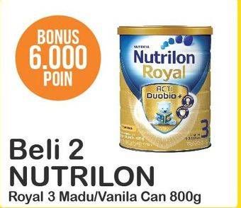 Promo Harga NUTRILON Royal 3 Susu Pertumbuhan Madu, Vanilla per 2 kaleng 800 gr - Alfamart