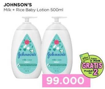 Promo Harga Johnsons Baby Lotion Milk + Rice 500 ml - Watsons