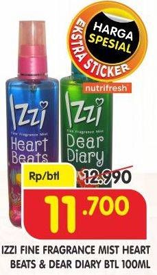 Promo Harga IZZI Body Mist Heart Beats, Dear Diary 100 ml - Superindo