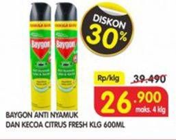 Promo Harga BAYGON Insektisida Spray Citrus Fresh 600 ml - Superindo