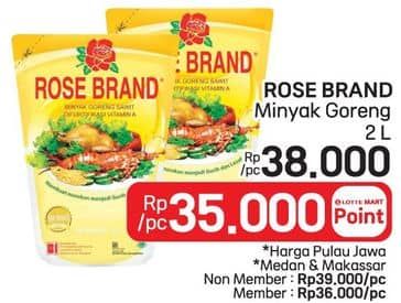 Promo Harga Rose Brand Minyak Goreng 2000 ml - LotteMart