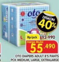 Promo Harga OTO Adult Diapers Pants M8, L8, XL8 8 pcs - Superindo