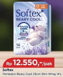 Promo Harga Softex Beary Cool Pembalut Wanita Natural Lavender  Wing 23cm 14 pcs - TIP TOP