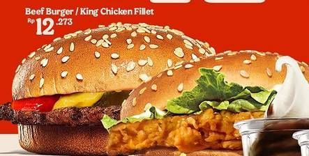 Promo Harga BURGER KING Burger Beef, Mozzarella King Chicken Fillet  - Burger King