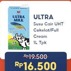 Promo Harga Ultra Milk Susu UHT Coklat, Full Cream 1000 ml - Indomaret