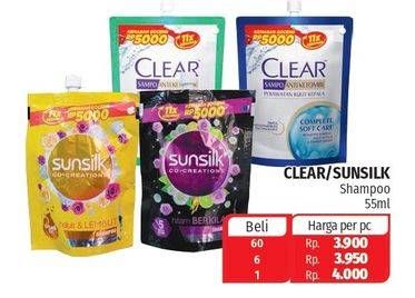 Promo Harga SUNSILK/CLEAR Shampoo 55ml  - Lotte Grosir