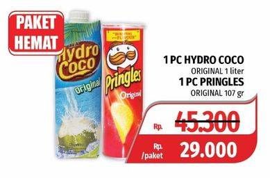 Promo Harga HYDRO COCO Minuman Kelapa Original 1Ltr/PRINGLES Potato Crisps 107gr  - Lotte Grosir