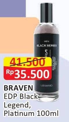Promo Harga BRAVEN Eau De Parfum Black Legend, Platinum 100 ml - Alfamart