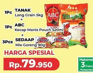 Tanak Beras Long Grain/ABC Kecap Manis/Sedaap Mie Goreng