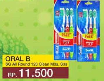 Promo Harga ORAL B Toothbrush All Rounder 1 2 3 Medium, Soft 3 pcs - Yogya