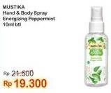 Promo Harga MUSTIKA RATU Hand & Body Spray Energizing Peppermint 100 ml - Indomaret