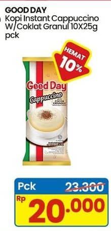 Promo Harga Good Day Cappuccino per 10 sachet 25 gr - Indomaret