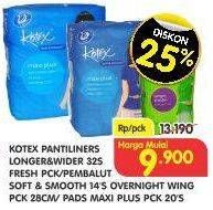 Promo Harga Pantyliner Longer&Wider 32s Fresh / Soft&Smooth 14s Overnight Wing 28cm / Pads Maxi 20s  - Superindo