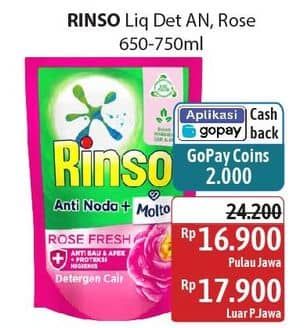 Promo Harga Rinso Liquid Detergent + Molto Pink Rose Fresh 750 ml - Alfamidi