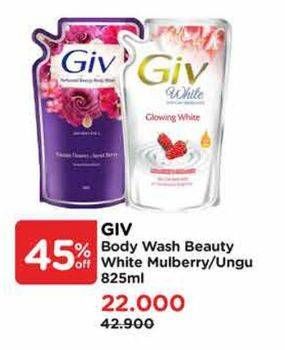 Promo Harga GIV Body Wash Mulberry Collagen, Glow White 825 ml - Watsons