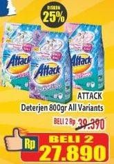 Promo Harga ATTACK Detergent Powder All Variants per 2 pouch 800 gr - Hypermart