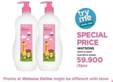 Promo Harga WATSONS Gentle Baby Shampoo per 2 botol 500 ml - Watsons