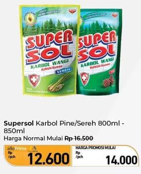 Promo Harga Supersol Karbol Wangi Pine, Sereh 800 ml - Carrefour