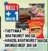 Promo Harga TASTYMAX Bratwurst 500 g/ HANZEL Bratwurst 360 g, Smoked Beef 360 g  - Hypermart