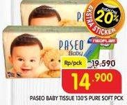 Promo Harga PASEO Baby Pure Soft 130 pcs - Superindo