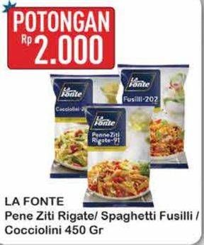Promo Harga La Fonte Pene Ziti Rigate/ Spaghetti Fusilli/ Cocciolini 450 Gr  - Hypermart
