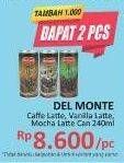 Promo Harga Del Monte Latte Caffe Latte, Vanilla Latte, Mocha Latte 240 ml - Alfamidi