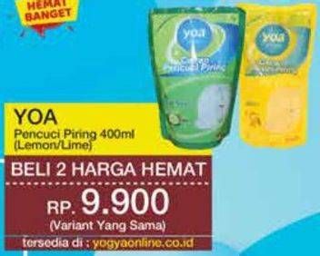 Promo Harga YOA Pencuci Piring Lemon, Lime 400 ml - Yogya