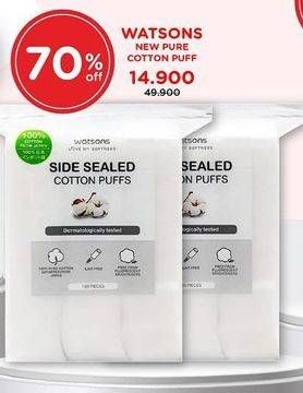Promo Harga Watsons New Pure Cotton Puff 50 sheet - Watsons