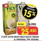 Promo Harga V-SOY Soya Bean Milk Multi Grain, Original 1000 ml - Superindo