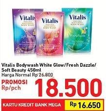 Promo Harga VITALIS Body Wash White Glow, Fresh Dazzle, Soft Beauty 450 ml - Carrefour