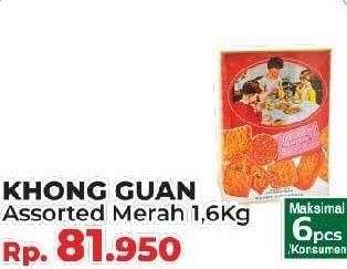 Promo Harga KHONG GUAN Assorted Biscuit Red 1600 gr - Yogya