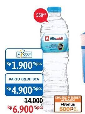 Promo Harga ALFAMIDI Air Mineral per 5 botol 550 ml - Alfamidi