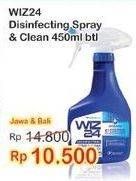 Promo Harga WIZ 24 Disinfecting Spray and Clean All Surface Clean 450 ml - Indomaret