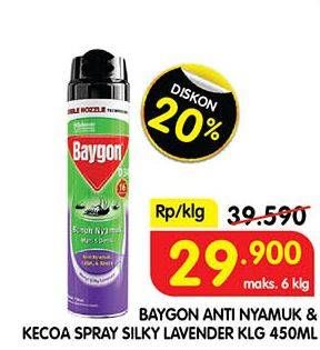 Promo Harga Baygon Insektisida Spray Silky Lavender 450 ml - Superindo