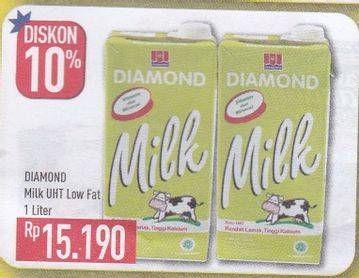 Promo Harga DIAMOND Milk UHT Low Fat 1000 ml - Hypermart