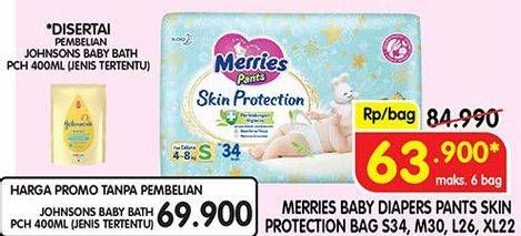 Promo Harga Merries Pants Skin Protection M30, S34, XL22, L26 22 pcs - Superindo