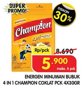 Promo Harga Energen Sereal Champion Cokelat per 4 sachet 35 gr - Superindo