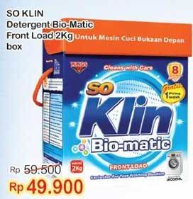 Promo Harga SO KLIN Biomatic Powder Detergent Front Load 2 kg - Indomaret